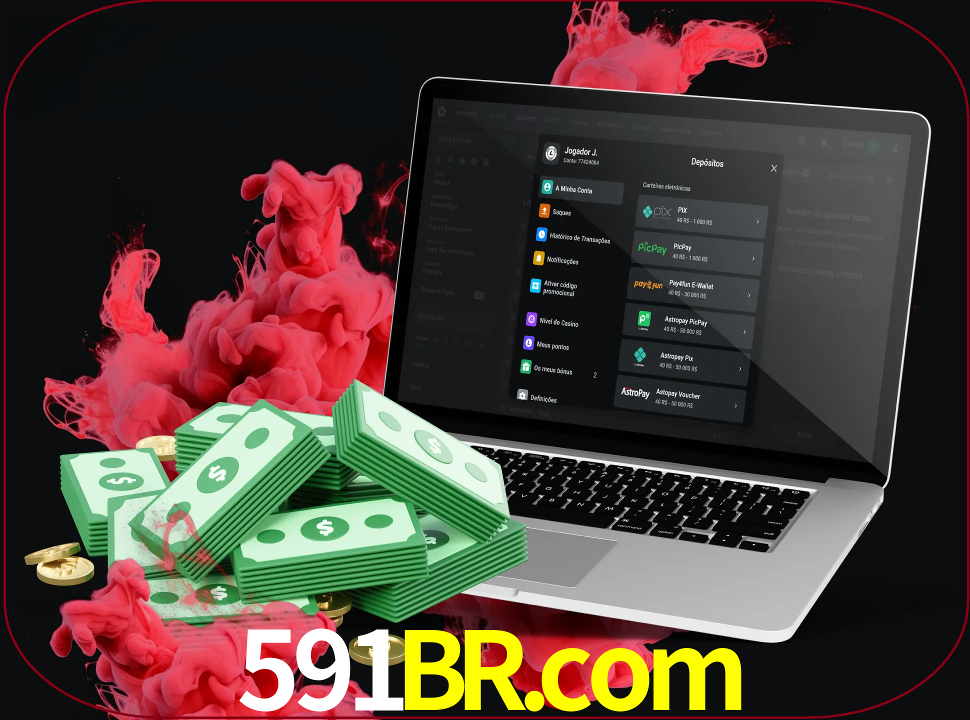 Para efetuar um depósito na sua conta 591br, basta escolher o método de depósito e especificar o montante.
